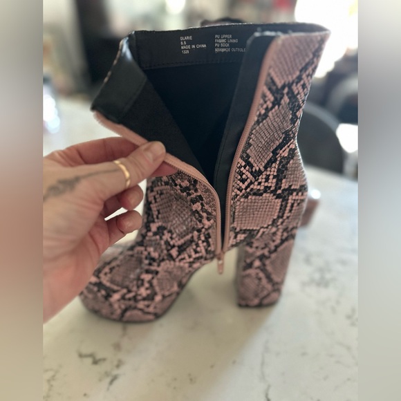 Pink Snakeskin Platform Heel Boots - Picture 5 of 8